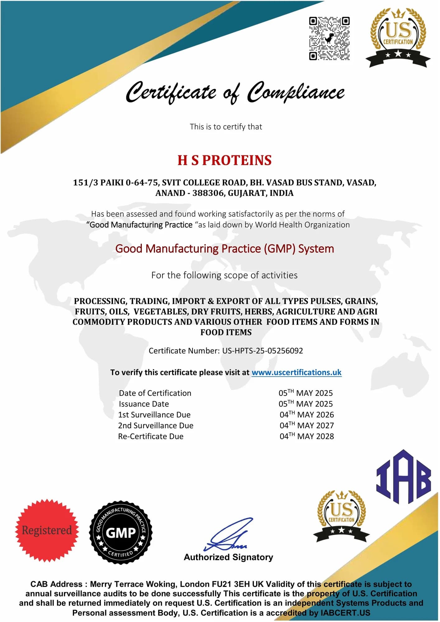 GMP certificate